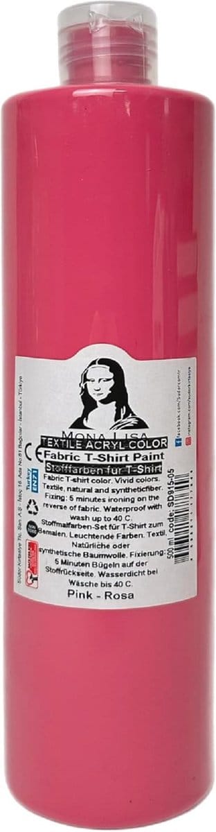 Südor Textielverf 500 ml, roze.Wasbestendige textielverf voor lichte stoffen. Wasmachinebestendig, wasbestendig. Fixatie door strijken