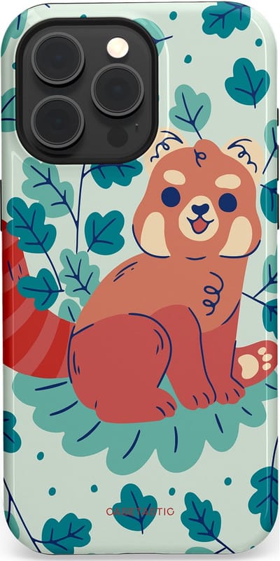 Casetastic Hoesje Geschikt voor Apple iPhone 15 Pro Max Magsafe - Stijlvolle Beschermende Duo-layer Case - Rode panda tuin