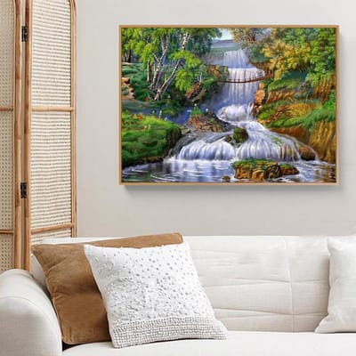 Diamant borduurwerk kruissteek natuur diamant mozaïek schilderachtige 5d diamant schilderij Creek Diamond Art 20X30CM gray