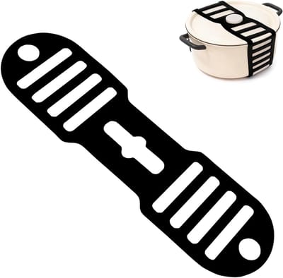 Bevestigingsband Pannendeksel - Dekselhouder Sluitband - Veilig Transport Koken - Hittebestendig Siliconen - 46 x 13 cm - Blauw Wit