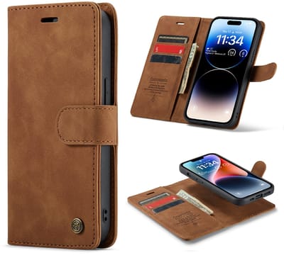 Casemania Hoesje Geschikt voor Apple iPhone 16e - Sienna Brown - 2 in 1 Magnetic Book Case