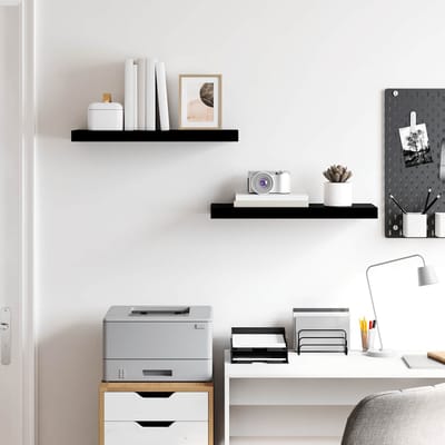 vidaXL - Wandschappen - zwevend - 2 - st - 60x23,5x3,8 - cm - MDF - hoogglans - zwart