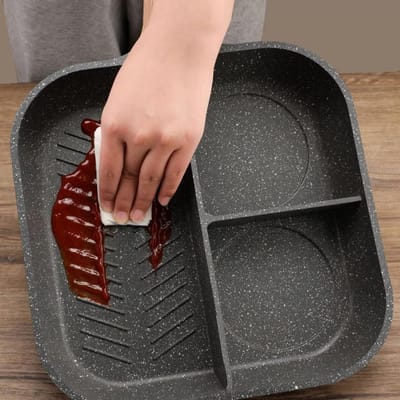 Pannenkoekenpan Ei Pan - Omelet Koekenpan - Ontbijt Maken - 3 in 1 Ontwerp - 28 cm - Zwart