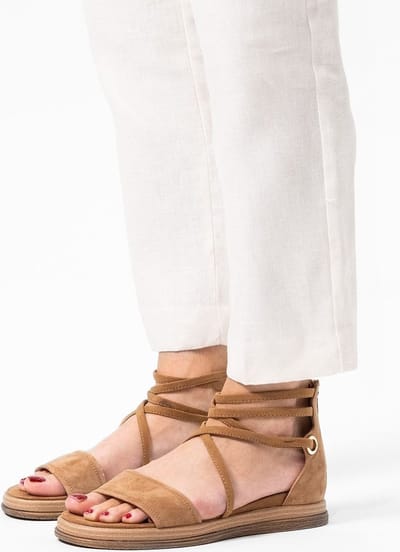 No Stress - Dames - Beige suède sandalen met bandjes - Maat 36