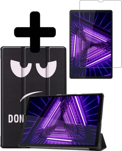 Hoes - Geschikt voor Lenovo Tab M10 FHD Plus (2e / 2nd Generatie) - Met Screenprotector - Trifold Bookcase - Hard Cover - Hardcover Book Case - Tablet Hoesje - Don't Touch Me
