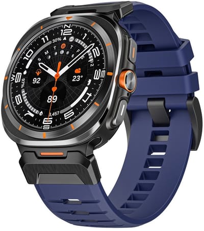 Luxe siliconen bandje - geschikt voor Samsung Galaxy Watch Ultra / Ultra 2025 47mm - premium fmk bandje met gesp - donkerblauw