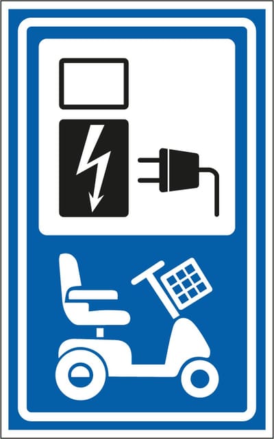 Opladen elektrische scootmobielen sticker 320 x 200 mm