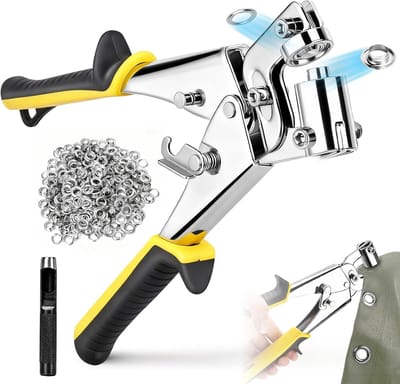 Ogen voor dekzeilen, 400 stuks, diameter 10 mm, metalen ogen, met boorbeitel, magnetische klemkoppen, ergonomische handgreep, punchers voor dekzeilen, leer, karton, pvc, stof en gordijnen