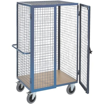 Kastwagen met roosterwanden, 1150 x 750 x 1800 mm, met afsluitbare dubbele vleugeldeur