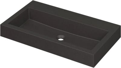 INK® Momento wastafel quartz zonder kraangat 80 x 9 x 45 cm, quartz zwart