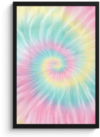 Poster in lijst - Fotolijst 40x60 cm - Posters - Pasteltinten - Tie dye - Roze - Posterlijst zwart - Decoratie - Wanddecoratie woonkamer - Muurdecoratie slaapkamer