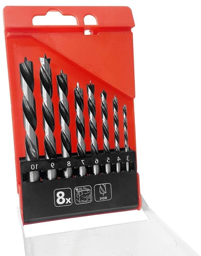 8-delige Houtboor Set, Houten Twist Boor Set met Cilindrische Schacht, Precisie Boren voor Hout, Multipurpose Boor voor Plywood en Spaanplaat, 3-10 mm Diameter