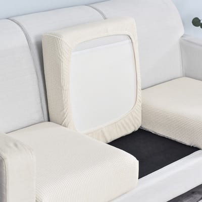 1 stuk Bankzitkussenhoes - Zeer elastische zithoes, bankzithoes voor in de woonkamer, meubelhoes, antislip en zacht, met elastische onderkant, Dubbele kussenhoes: lengte 100-125*breedte 50-65*dikte 5-20cm - Wit