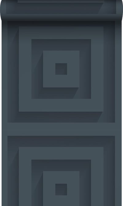 Origin Wallcoverings behang 3d vierkanten donkerblauw - 50 x 900 cm - 347975
