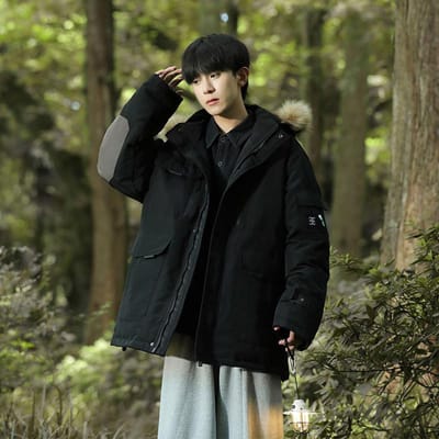 Nouvelle veste d'hiver en duvet à col en fourrure épaisse Veste en coton Veste en coton pour hommes Veste imperméable Veste 4XL black