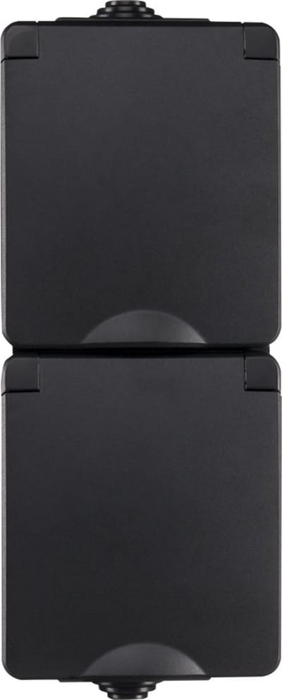 ION Industries - Opbouw IP55 Wandcontactdoos 2-voudig Verticaal | Zwart