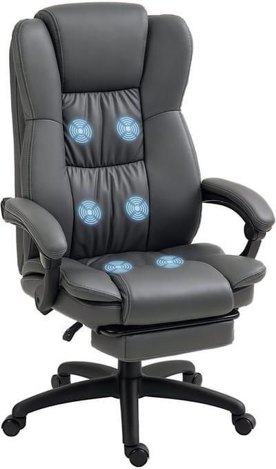 Vinsetto-Bürostuhl mit Massagefunktion-Kunstleder, Schaumstoff-68,5B x 68,5T x 113-121H cm-Dunkelgrau