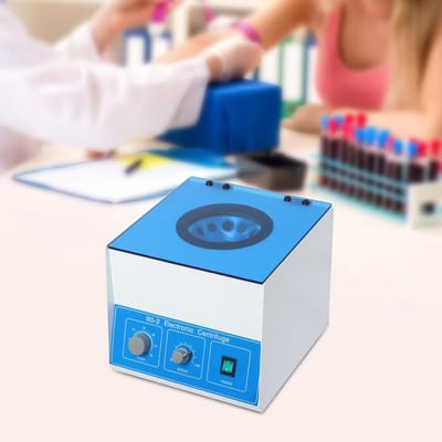 Digitale Mini Centrifuge - Laboratorium Apparaat - Onderzoek Scheiden - Stepless Speed Control - 12x 20ml Tubes - Blauw Wit