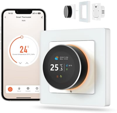 Slimme Thermostaat voor Watervloerverwarming met Wifi en Draaiknop - Compatibel met Alexa en Google Home