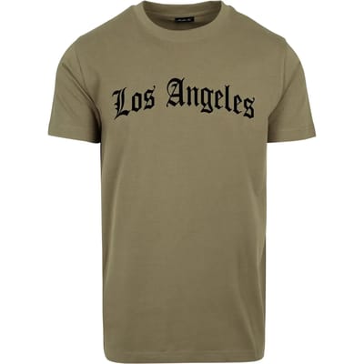 Mister Tee - Los Angeles Wording Heren Tshirt - XS - Olijfgroen