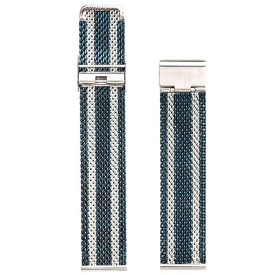 Tweekleurig Milanese Mesh Horlogebandje Geweven Roestvrij Staal + opening tool - Blauw / Staal 18mm