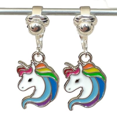 Clip Oorbellen Kinderen - Oorclips - Unicorn - Eenhoorn - Regenboog - Hangoorbellen - MNQ bijoux