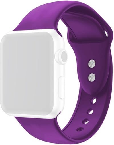 By Qubix - Geschikt voor Apple Watch bandje - Siliconen sportbandje - Paars - Dubbele druksluiting - Geschikt voor Apple Watch 44mm / 45mm / 46mm / 49mm (Ultra 1,2 en 3) - siliconen sport bandje - smartwatchbandje