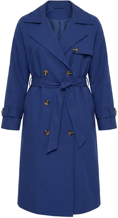 Studio Untold - Dames - Trenchcoat iets te groot revers ceintuur met stropdas - Navy - Maat 42+