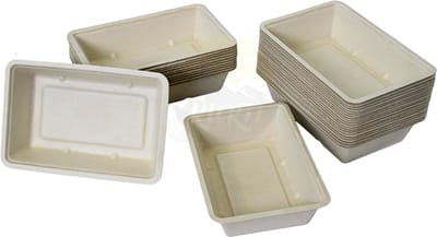 KURTT 100 stuks suikerriet snackbakjes A14 patatbakje, snackbakje, suikerriet bakje, PE gecoat en vetvrij - Frikandel bakje