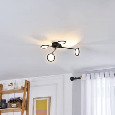 Lindby plafondlamp Manel, zwart, ijzer, 60 cm lang