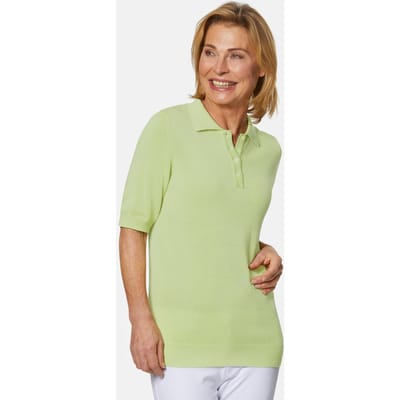 Tricot pullover met korte mouwen en mooie kraag - lichtgroen - Gr. 38 van Goldner Fashion