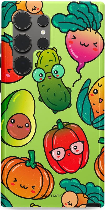 Casetastic Hoesje Geschikt voor Samsung S24 Ultra - Stijlvolle Beschermende Duo-layer Case - Cartoon Groente Mix