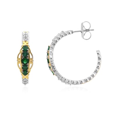 Cavill - Zilveren Oorbellen met Zambia Smaragd (1.11 ct) - 925 Sterling Zilver Palladium - Ovaal & Rond Prongzet - Elegante Edelstenen Oorknopjes