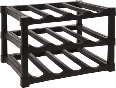 Excellent Houseware Wijnrek / flessenrek - Zwart - Kunststof - 39 x 30 x 25 cm - voor 12x flessen