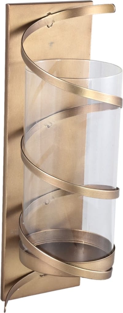 PTMD Haylie Windlicht - 15x12x41 cm - Glas - Messing
