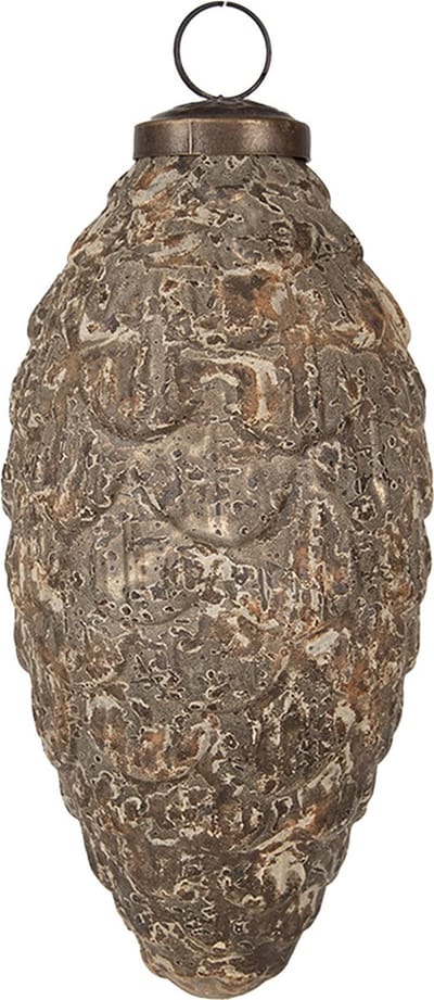 Clayre & Eef Kerstbal Overig Ø 7x15 cm Beige Grijs Glas Kerstballen