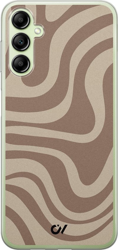 Hoesje geschikt voor Samsung Galaxy A14 5G hoesje - Brown Abstract Waves - - Bruin - - Casevibes