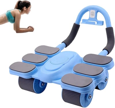 Fitness Wiel - Buiktrainer Core - Krachttraining Thuis - Automatische Terugslag - 28.8 cm Lengte - Blauw