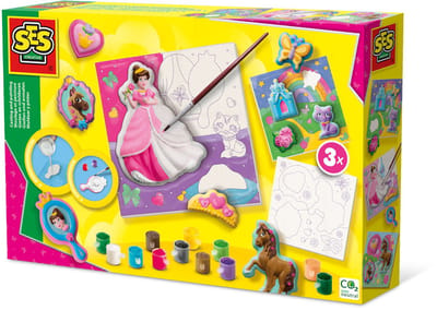 SES Creative - Hobby Pink - Gieten en Schilderen - Prinsessen - Met Canvassen om te Schilderen - Knutselen Meisjes - Sneldrogend - Vanaf 5 jaar