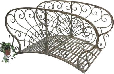 Metalen Tuinbrug met Reling 150 cm â€“ Antieke Sierbrug voor Vijver en Tuin