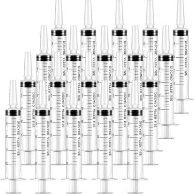 Allecto Plus - Set van 20 Spuiten 20ml met Deksels - Steriele Plastic Spuiten Apart Verpakt - Vloeistofspuit voor Laboratorium Dierenvoer Plant Irrigatie