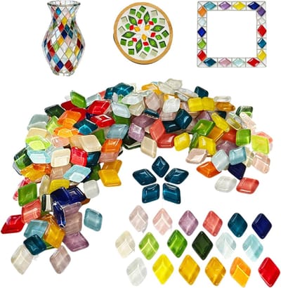 400 g vierkante mozaïekstenen voor knutselen, mini 1 x 1 cm, meer dan 40 kleuren, perfect voor DIY kunstprojecten in badkamer en keuken