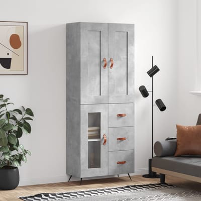 vidaXL - Hoge - kast - 69,5x34x180 - cm - bewerkt - hout - betongrijs