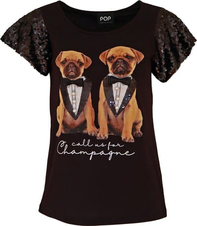 Verysimple • zwart t-shirt met honden • maat S (IT42)
