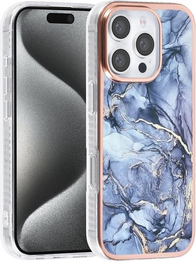 TPU Back Cover hoesje - Marble Grijs Print - Geschikt voor: iPhone 16 Pro