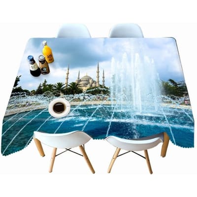 Oud Kasteel Bouw En Fontein Patroon Tafelkleed Verdikt Katoen Rechthoekig Rond Tafelkleed Voor Bruiloft Picknick Feest 40 X 40CM gray