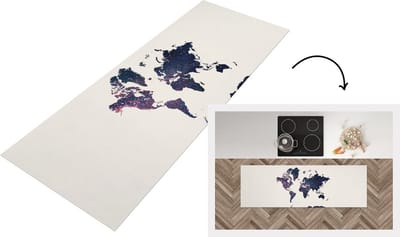 Keukenloper - Loper keuken - Wereldkaart - Sterrenhemel - Ruimte - 150x50 cm - Keukenloper vinyl