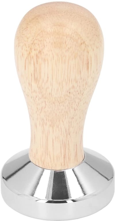 Dailygoods- Koffiepoederhamer - Roestvrij Staal - Houten Handvat - Afneembaar Ontwerp - 49mm - Ideaal voor Persen van Koffie - Koffiestamper