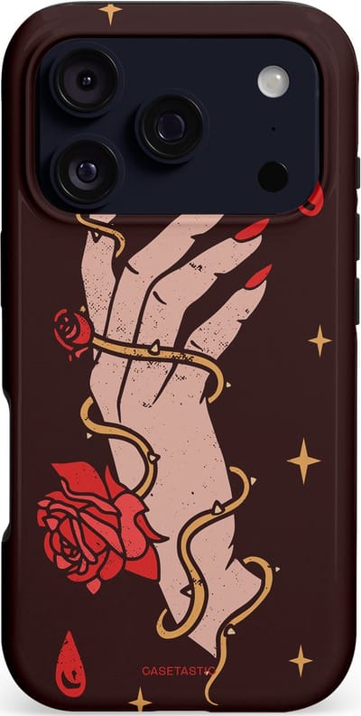 Casetastic hoesje geschikt voor Apple iPhone 17 Pro - MagSafe - Dubbellaagse bescherming - Hartslag van tijd - Fashion Case - Zwart Perzik