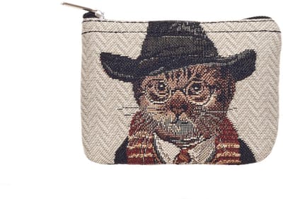 Ritsportemonnee - luxe gobelinstof - Magical Cat - Magische Kat